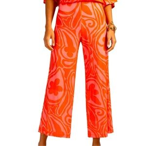 Trina Turk Atoll Mod Printed Palazzo Pant Womens Medium Pink Orange